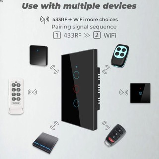 Công tắc cảm ứng thông minh 1/2/3/4 gang tuya wifi 433mhz nút đèn tường nhà cho alexa và google home home07