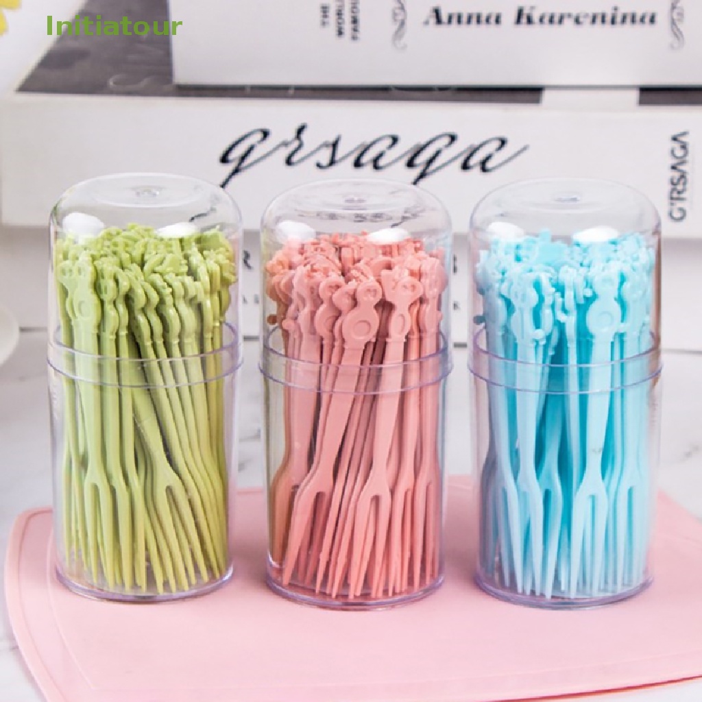 Set 50 Nĩa Ăn Trái Cây / Tráng Miệng Hình Động Vật Hoạt Hình Mini Dễ Thương Trang Trí Tiệc Tùng Dành Cho Trẻ Em