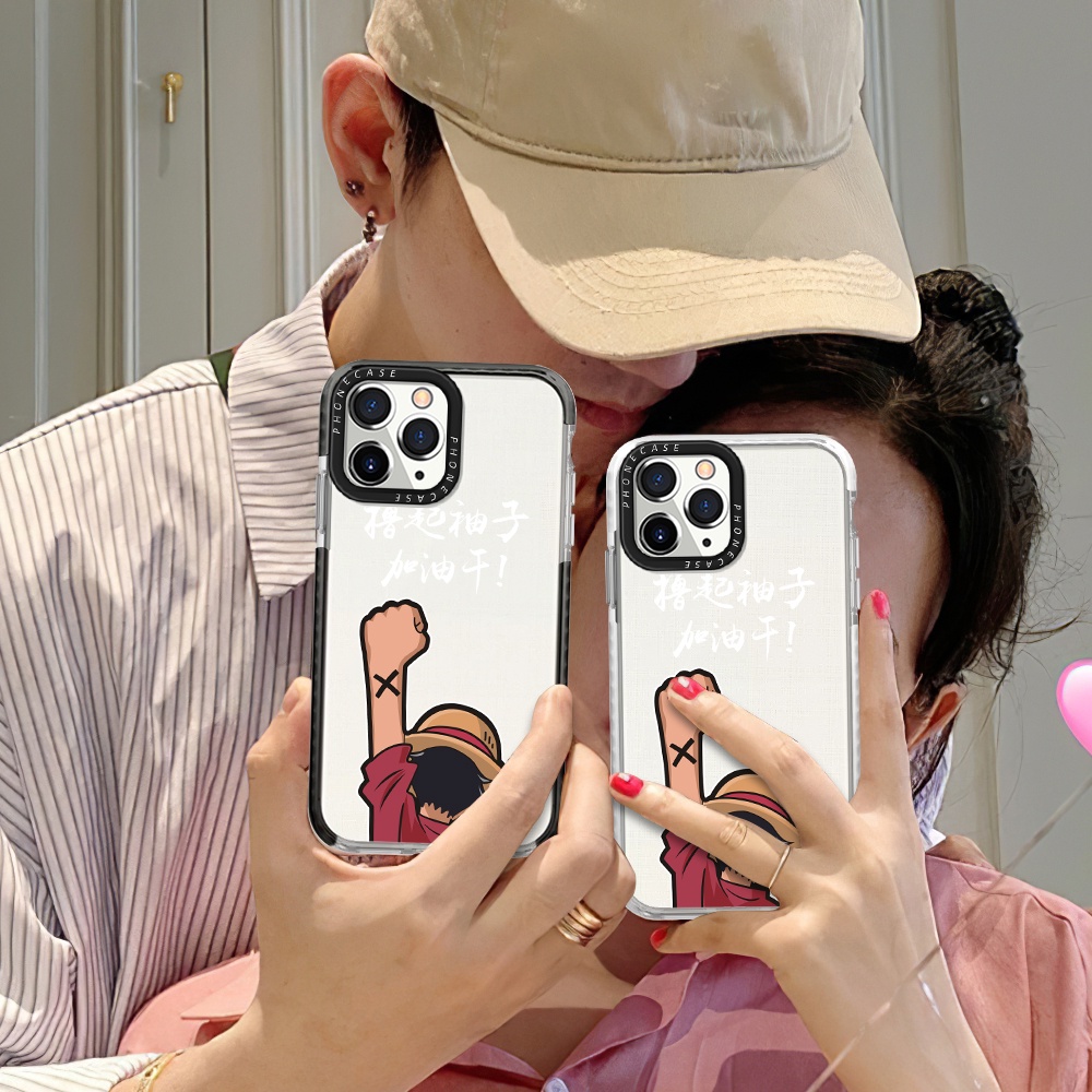Cute One Piece Luffy Design Phone Case Compatible For iPhone 14 13 12 Mini 11 Pro Max XR X XS 7 8 Plus Thicken Shockproof Frame Soft Silicone Clear Cover