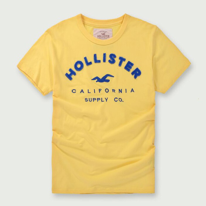Áo Thun Tay Ngắn Cổ Tròn Màu Trơn In Logo Hollister Thời Trang Cá Tính Cho Nam