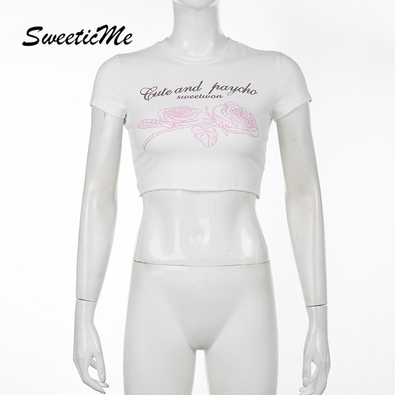 Áo Thun Tay Ngắn Dáng Ôm In Họa Tiết Thời Trang Mùa Hè 2023 Cho Nữ