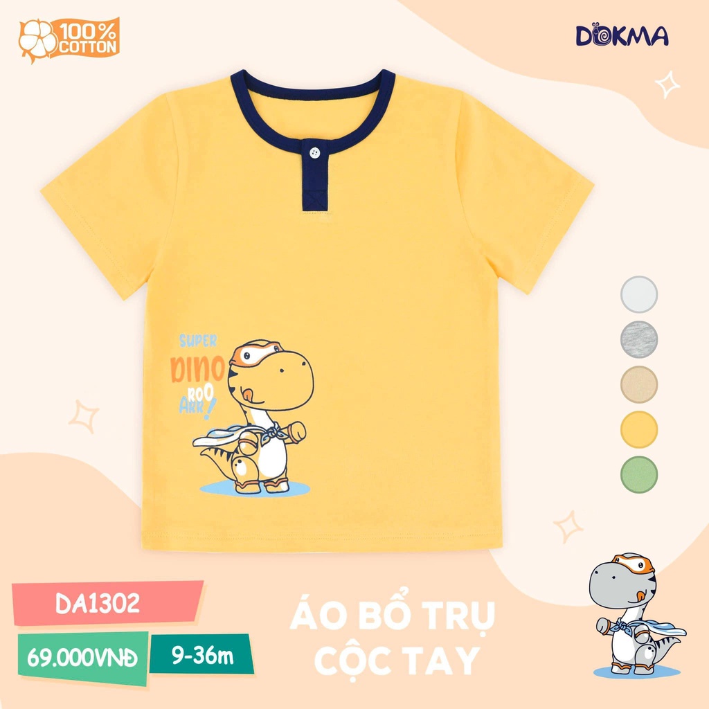 [DOKMA] Áo cộc tay cotton bé trai cao cấp bổ trụ phối hình đáng  yêu cho bé size 9m-36m ( 6-15kg) DA1302