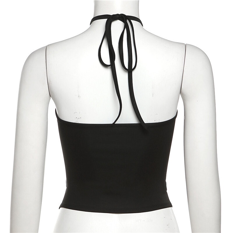 Kliou 2023 Mới Áo Tank Top Kliou 2023 Màu Đen Nhám Ôm Dáng Phong Cách Đường Phố Quyến Rũ Cho Nữ