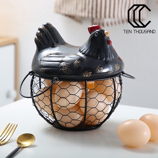 [TT]☼Egg Storage Basket Chicken Shape Decoration Iron Anti-slip Egg Storage Container for Kitchen