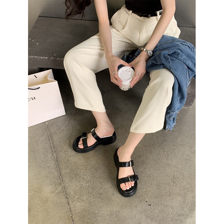 Dép Sandal Đế Xuồng Dày Dặn Quai Denim Thời Trang Mùa Hè 2023 Dành Cho Nữ