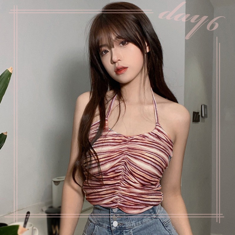 Áo Tank Top Hai Dây Họa Tiết Kẻ Sọc Phong Cách Hàn Quốc Thời Trang Cho Nữ