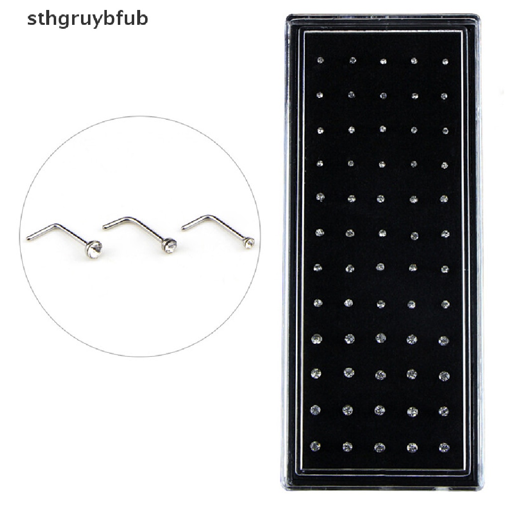 Set 60 Khuyên Mũi Thép Không Gỉ Đính Đá Cá Tính