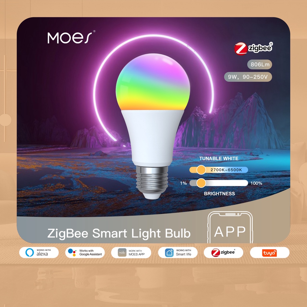 GOOGLE Bóng Đèn LED Thông Minh 9W AC90-240V Điều Khiển Bằng Giọng Nói Qua E27