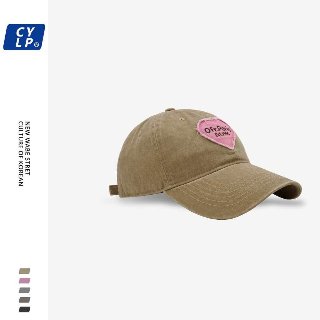 Mũ Lưỡi Trai Mềm Thêu Hình Trái Tim Phong Cách Hàn Quốc Cho Cặp Đôi