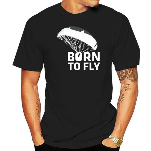 Áo Thun Cotton In Chữ Born To Fly Par Amotor Parachuting Paragliding T Sh Size S3Xl
