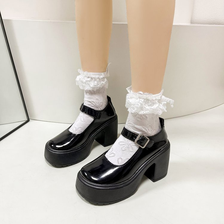 Giày Cao Gót Da Đế Dày Phong Cách lolita Xinh Xắn Cho Nữ