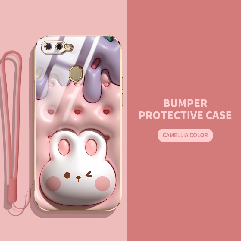 Ốp Điện Thoại Bảo Vệ Ống Kính Máy Ảnh Hình Chú Cún 3D Cho OPPO A3S Realme C1 A12E A1K Realme C2 A5S A7 A12 A11K F9 Pro