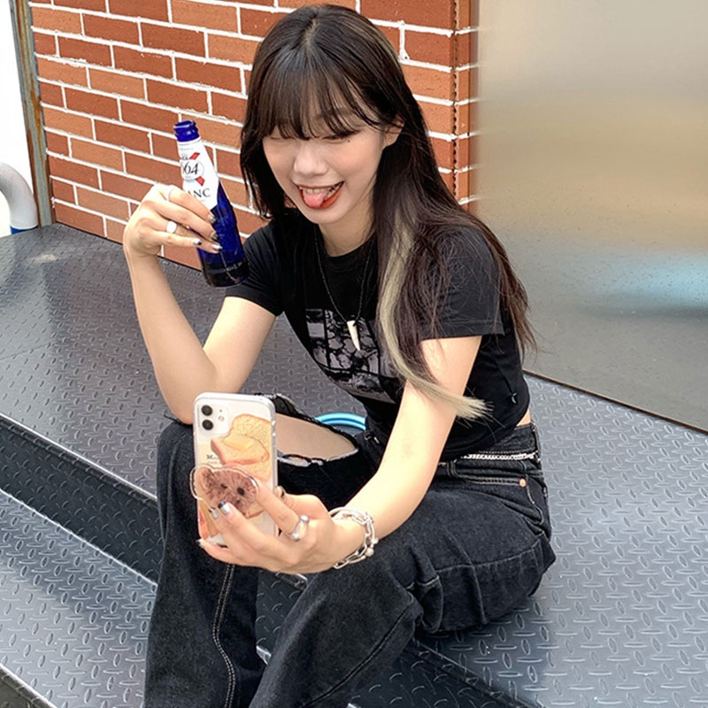 Áo thun XINLANYASHE ngắn tay in họa tiết thời trang mùa hè Hàn Quốc 2023