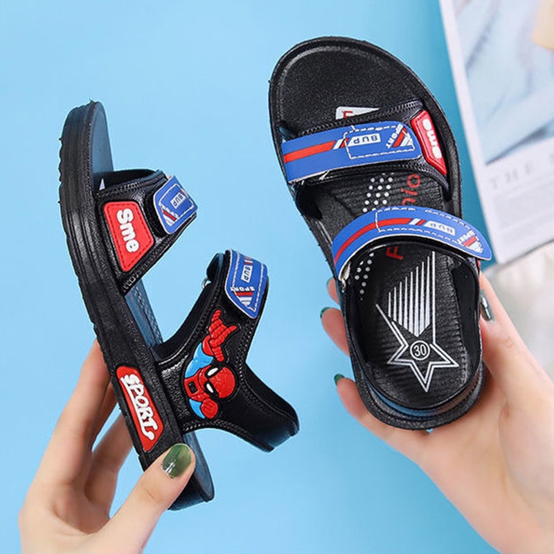 Dép MICHLEY có khóa dán đế mềm chống mài mòn họa tiết hoạt hình phong cách Hàn Quốc thoáng mát dành cho trẻ em