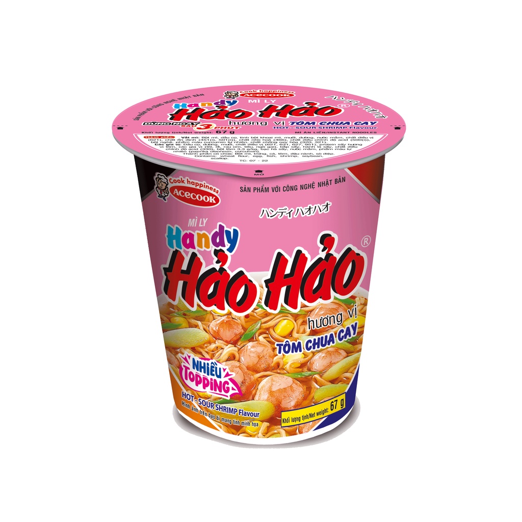 Mỳ Ly Handy Hảo Hảo Vị Tôm Chua Cay Hộp 67g