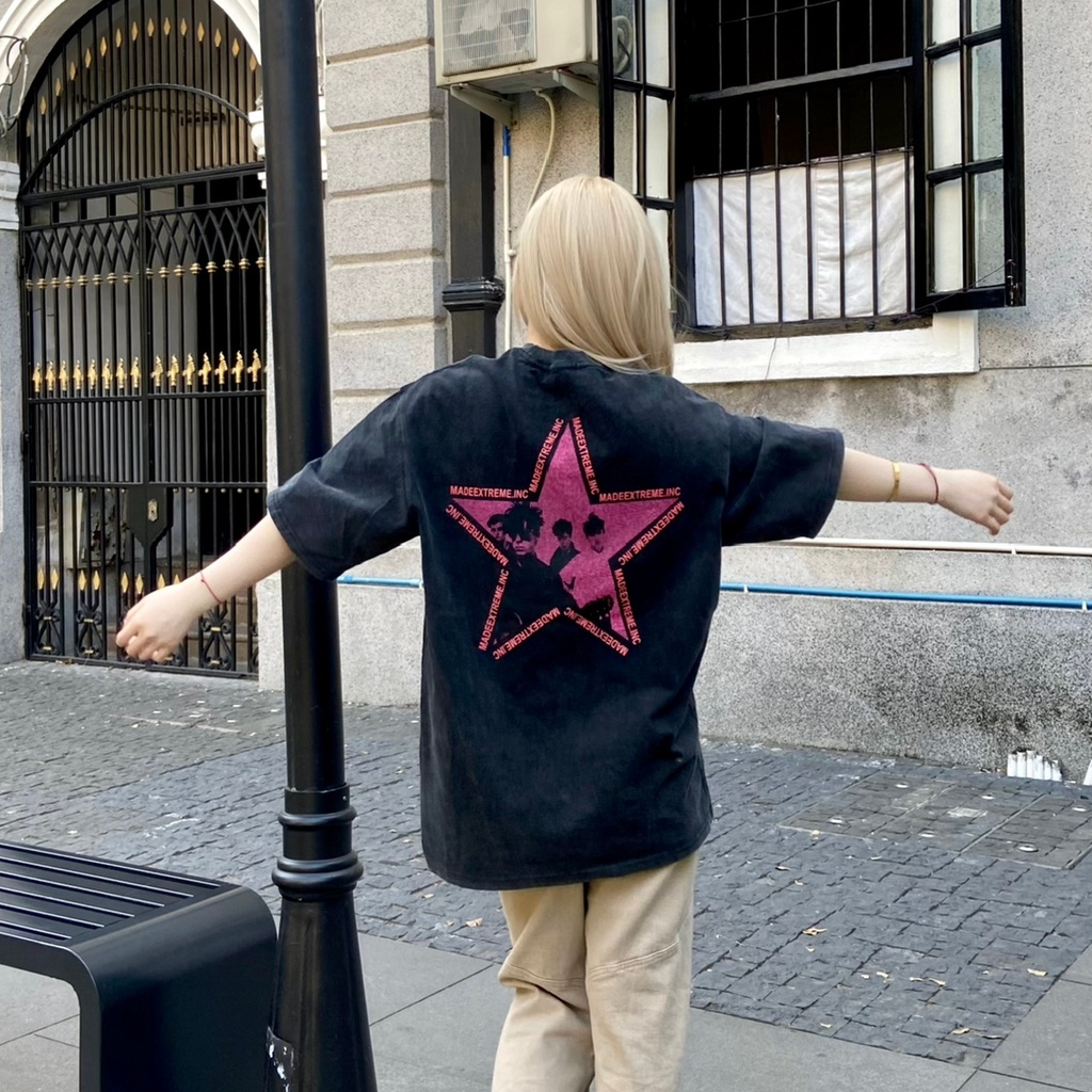 Áo thun NRVP 100% cotton tay ngắn dáng rộng in họa tiết độc đáo phong cách Hàn Quốc thời trang cho nam và nữ