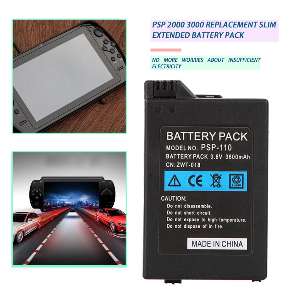 ✱BEST✱ Replacement Slim Extended Battery Set Door Cover For Psp 2000 3000 Battery