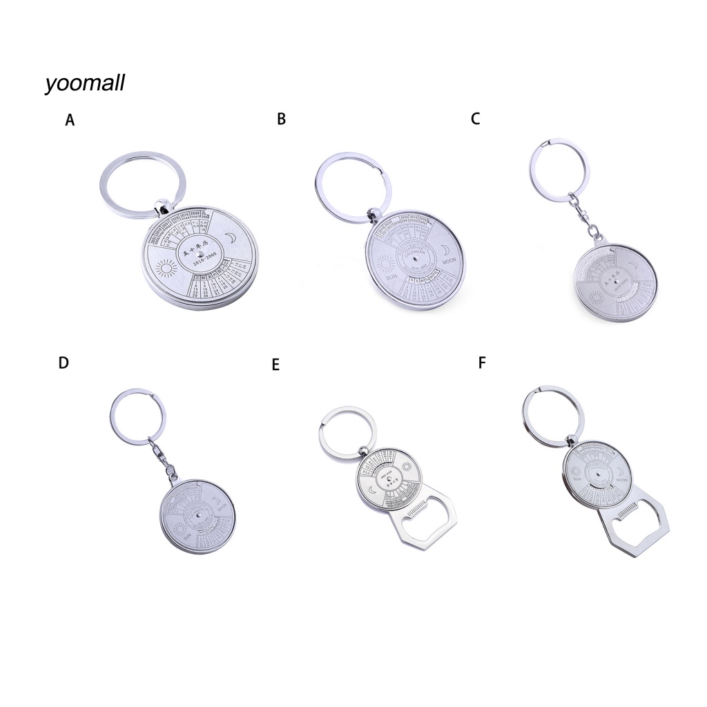 Yo / Lịch Treo Chìa Khóa Trong Suốt 50 Năm Khắc Hình Mặt Trăng Mặt Trời Thủ Công Bằng Thép Không Gỉ Tinh Tế Nhân Vật Trung Quốc Làm Quà Tặng