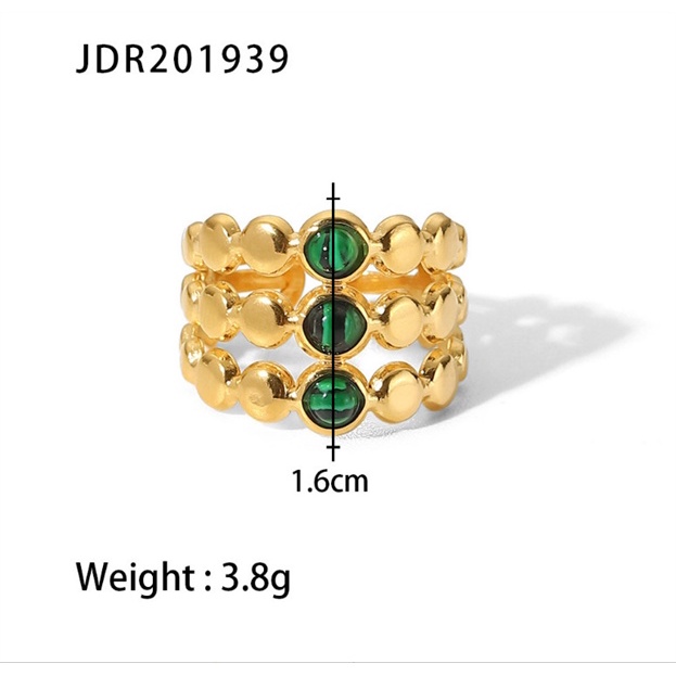 Nhẫn Nữ 3 Viên Đá Nhân Tạo Khổng Tước Titan Ko Đen TT4615