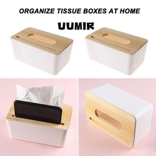 UUMIR Hộp đựng khăn giấy bằng gỗ và nhựa gọn gàng tiện lợi