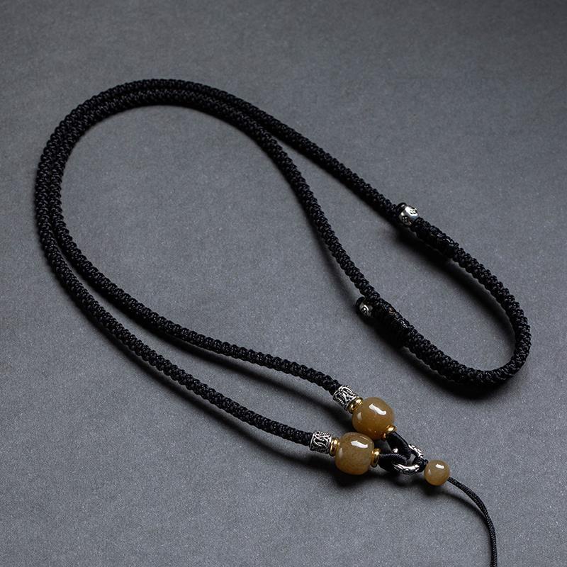 Huasu Dây Đeo Cổ Bằng Đá Ngọc Bích Hetian Tự Nhiên Dệt Tay Pixiu Guanyin 4.1 Dành Cho Nam Và Nữ