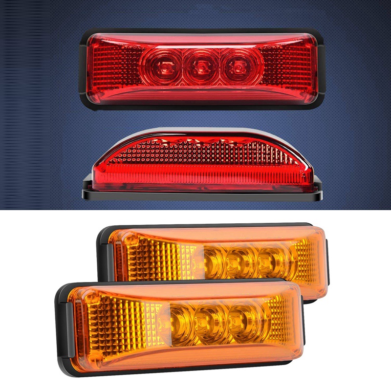 Bộ 4 Đèn LED 3 Bóng 24V 3.9Inch Ánh Sáng Đỏ / Hổ Phách Chuyên Dụng Cho Xe Tải