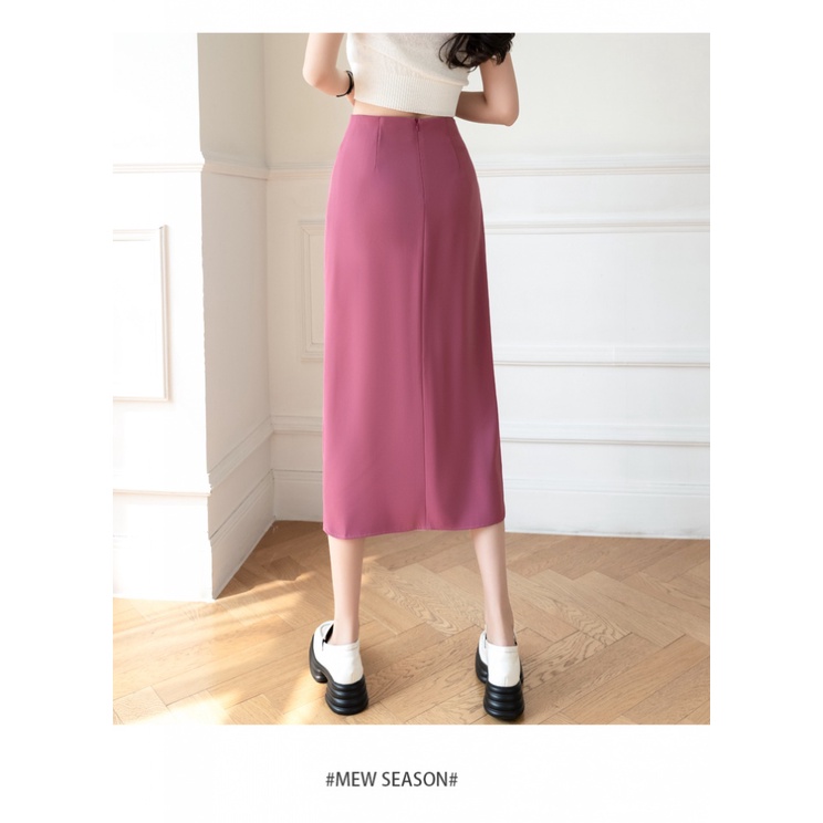 Chân Váy Dài Xẻ Tà Màu Trơn Lưng Cao Thời Trang Xuân Hè Cho Nữ