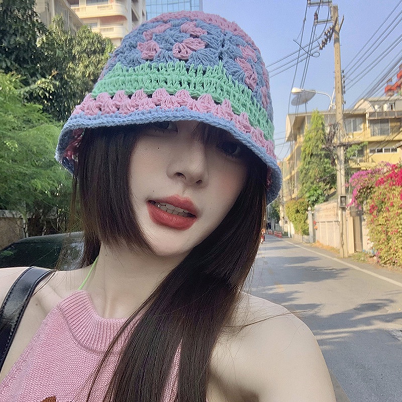 Nón Tai Bèo Đan Len Thủ Công Phong Cách Nhật Bản Ngọt Ngào Dễ Phối Đồ