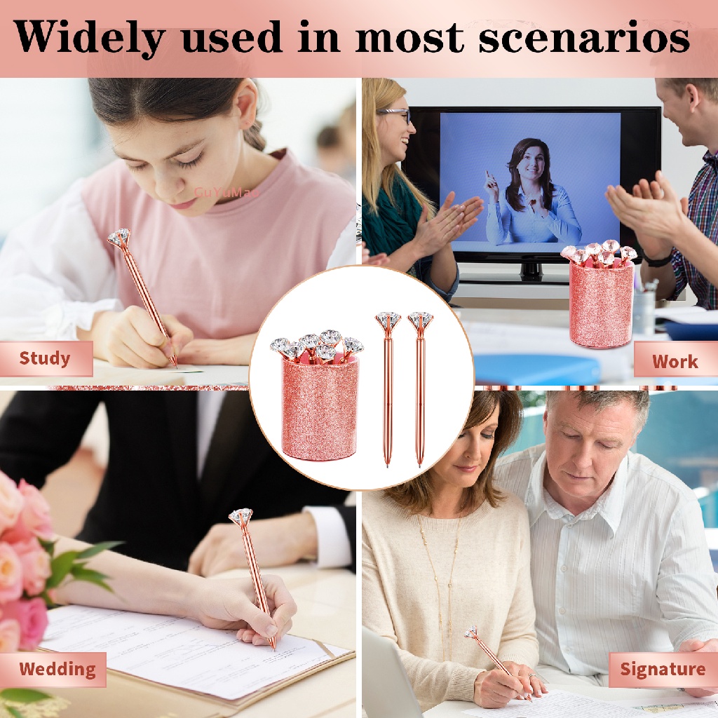 [cxGUYU] Set 6 Giá Đỡ Bút / Đồ Trang Điểm Để Bàn Màu Vàng Hồng Lấp Lánh Cho Nữ / Văn Phòng / Nhà Ở PRTA