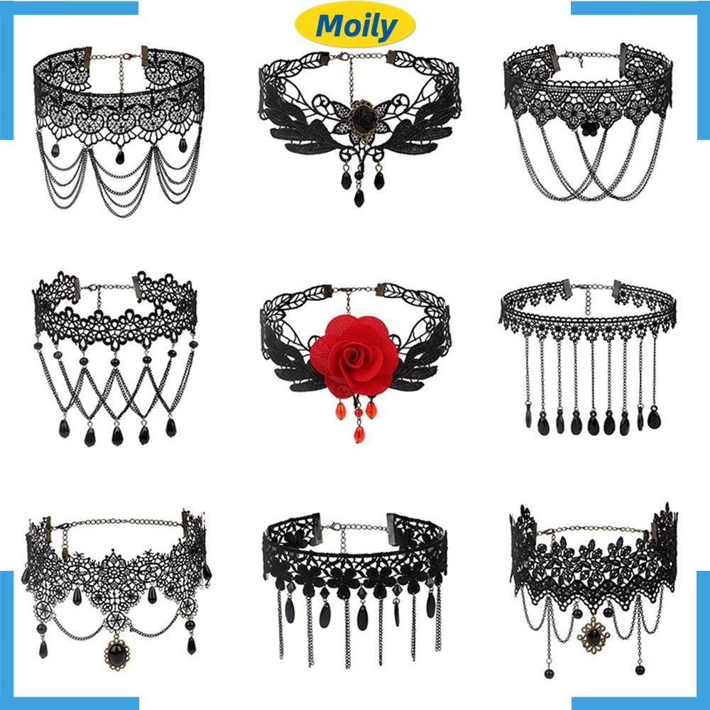 Vòng cổ choker đính đá gợi cảm phong cách Gothic