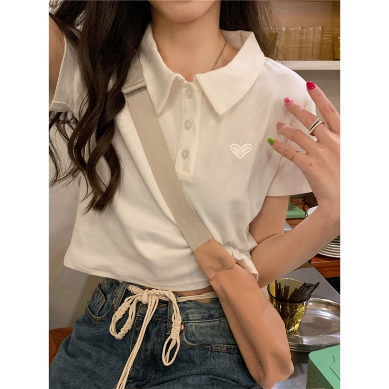 Áo Thun Tay Ngắn Cổ polo Phong Cách Hàn Quốc Thời Trang Mùa Hè 2023 Mới Cho Nữ