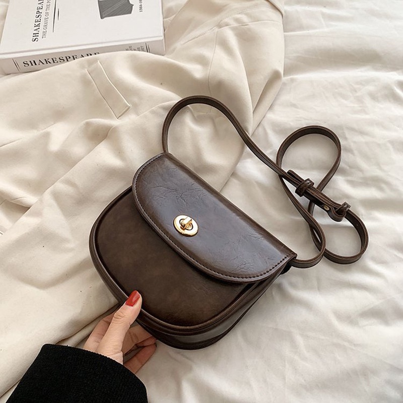 Túi Đeo Chéo Khóa Tròn Nhỏ Thiết Kế Đa Năng Tinh Tế Màu Vàng Cho Nữ