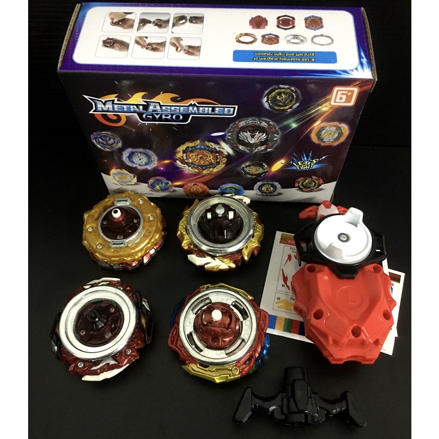4PCS Beyblade Burst Set with Custom B-184 Launcher Gift Toys for Children