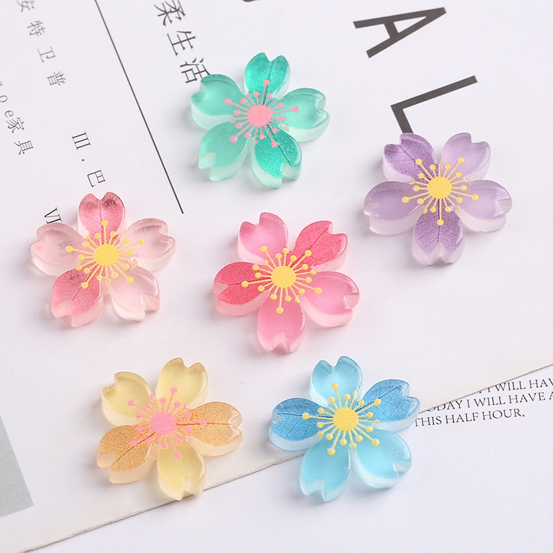 Bộ 5 Miếng Dán Dạ Quang Họa Tiết Hoa Anh Đào Trang Trí Ốp Điện Thoại