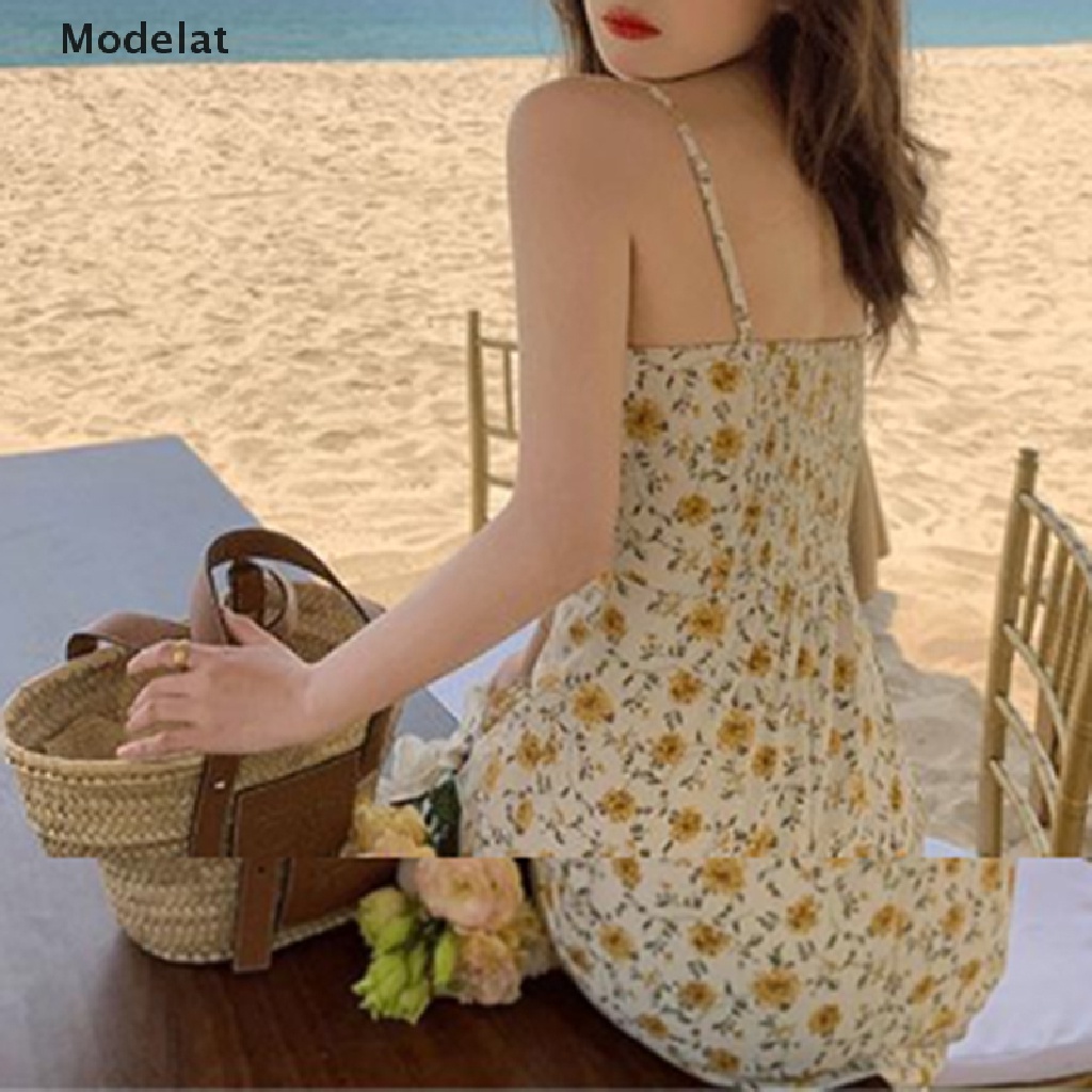 Mfc Đầm Hai Dây Mini y2k Không Tay Họa Tiết Hoa Xinh Xắn Ngọt Ngào Cho Nữ WTD