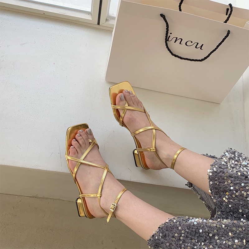 Giày Sandal Đế Thấp Mũi Vuông Thời Trang Mùa Hè 2023 Dành Cho Nữ