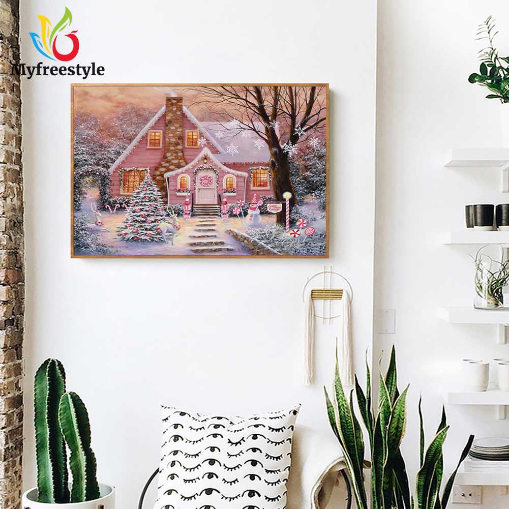 40*30cm Tranh Đính Đá Kim Cương Toàn Bộ Họa Tiết Giáng Sinh Diy