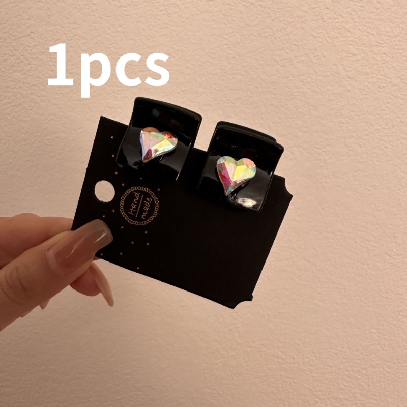 Kẹp Tóc Đính Đá Zircon Hình Trái Tim Nhỏ Màu Đen Thời Trang Cho Nữ