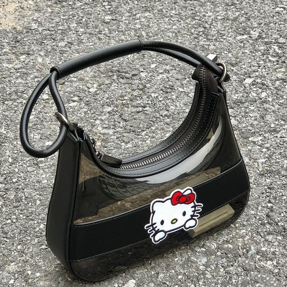 Túi Xách Đeo Vai / Kẹp Nách Trong Suốt In Hình Hello Kitty Phong Cách Retro Katie One