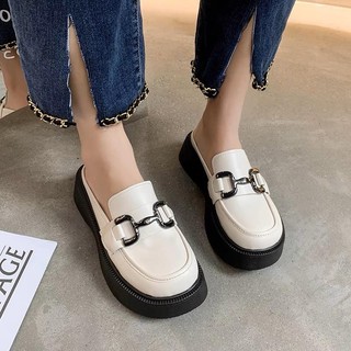 Giày sục nữ quai xích da mềm đế 4 cm