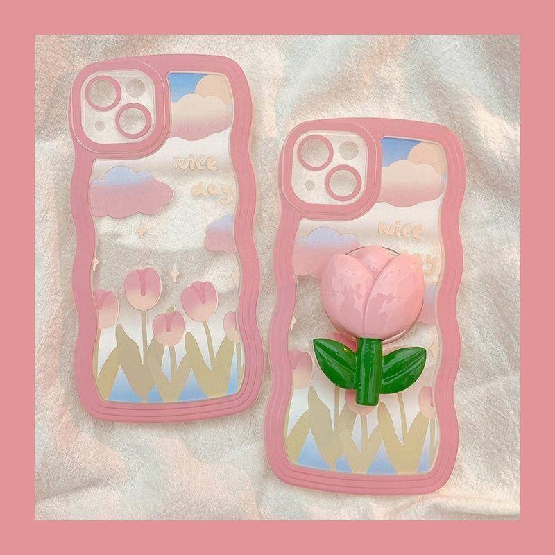 Ốp Điện Thoại Mềm Chống Sốc In Hình Hoa Tulip Cho iPhone 14 13 12 11 Pro Max XR X Xs Max iPhone 7 8 6 6s Plus SE2020