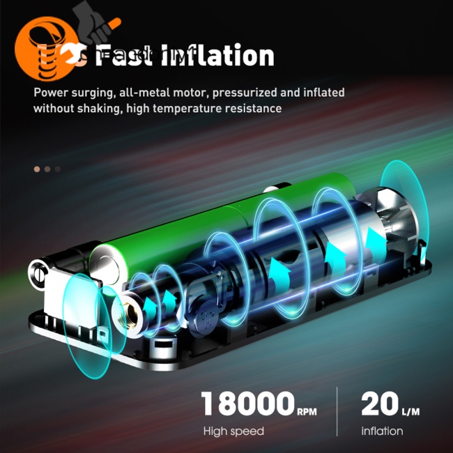 Máy Bơm Hơi Lốp Xe Kỹ Thuật Số Mini Không Dây Đa Năng