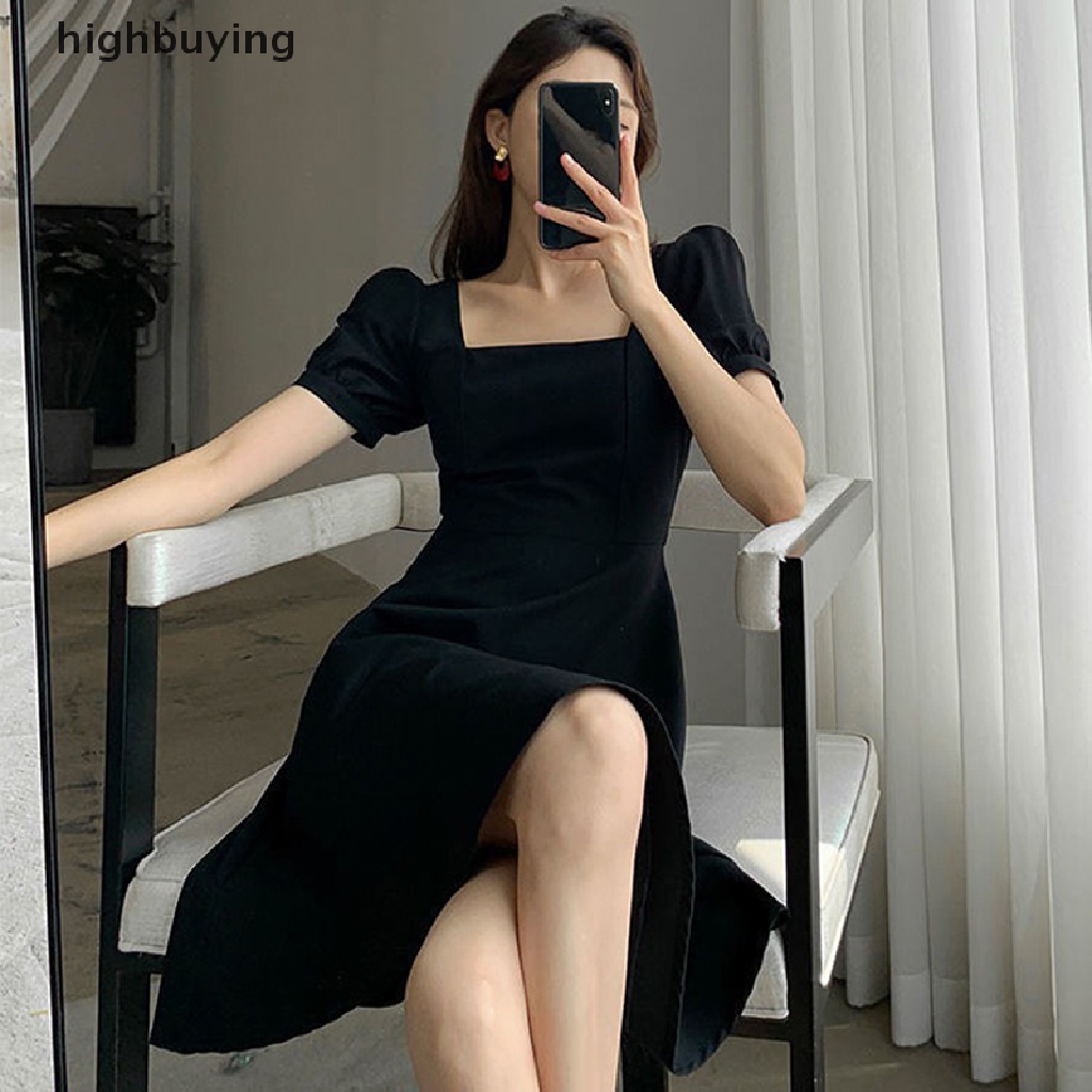 Đầm Dài Tay Cổ Vuông Thiết Kế Mỏng Xinh Xắn Thời Trang Theo Phong Cách Pháp Cho Nữ