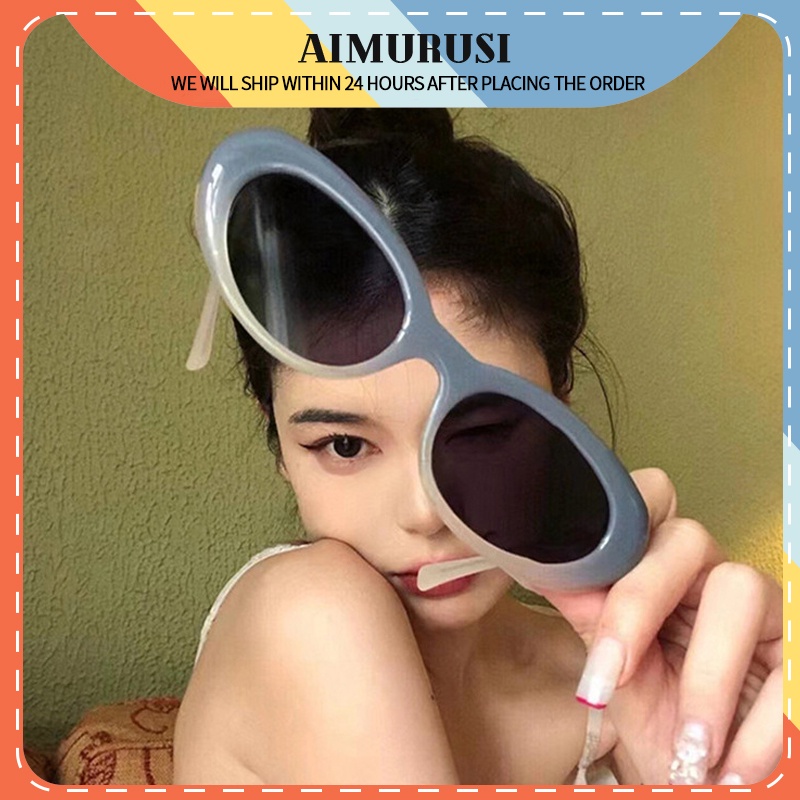 (AIMURUSI) COD Kính Râm Hình Oval Nhỏ Nhắn Phong Cách Vintage Cho Nữ