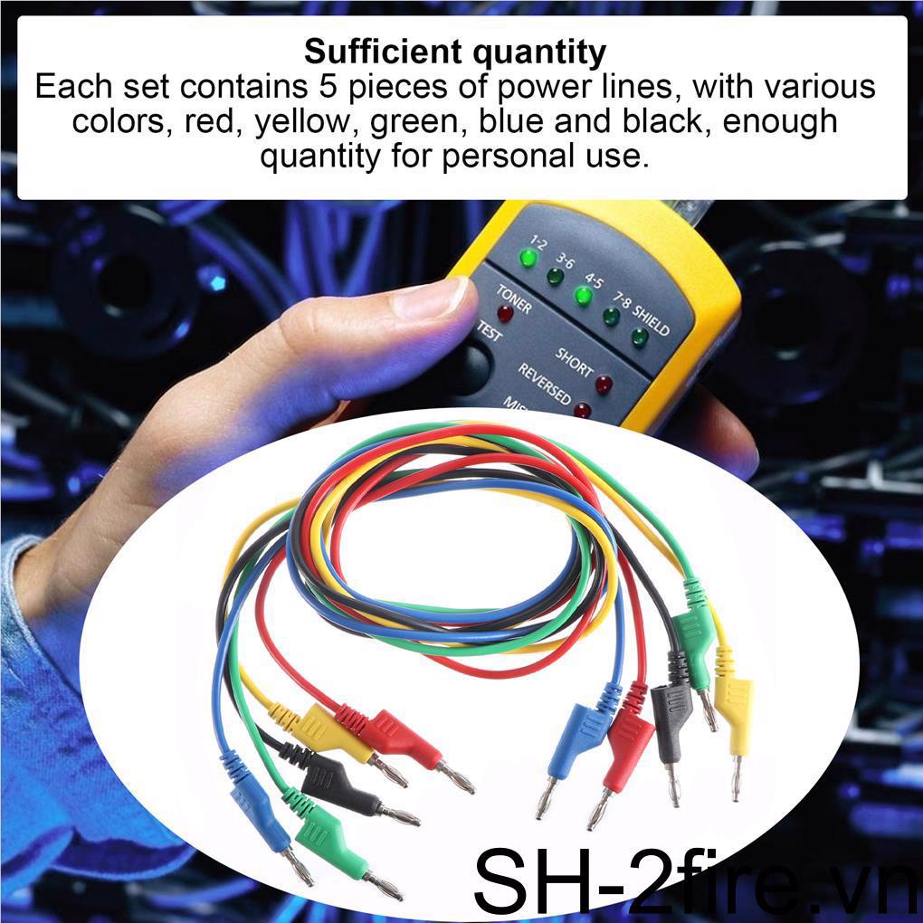 5pcs Banana Plug Test Cable P1036 Green Black 1000V with Blue Wire Banana Plug Doubled-Ended Yellow 15A Red for Multimeter Physics Experiment Circuit