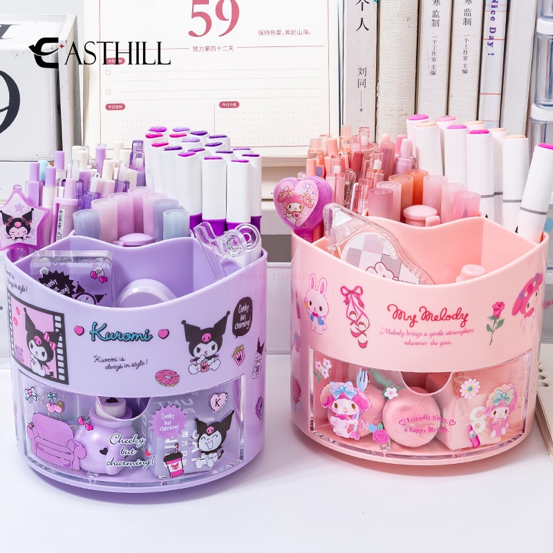 SANRIO Hộp Đựng Bút Xoay Hình Kuromi Melody Cinnamoroll Hoạt Hình Đáng Yêu Để Bàn