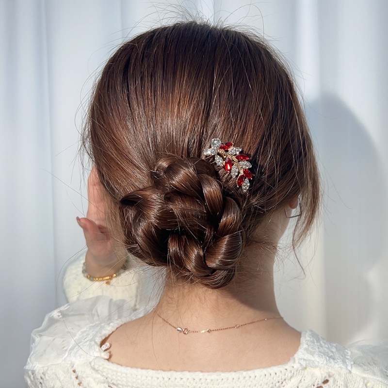 Lược Cài Tóc Trang Trí Hình Hoa Lá Đính Đá Zircon Lấp Lánh Cho Nữ