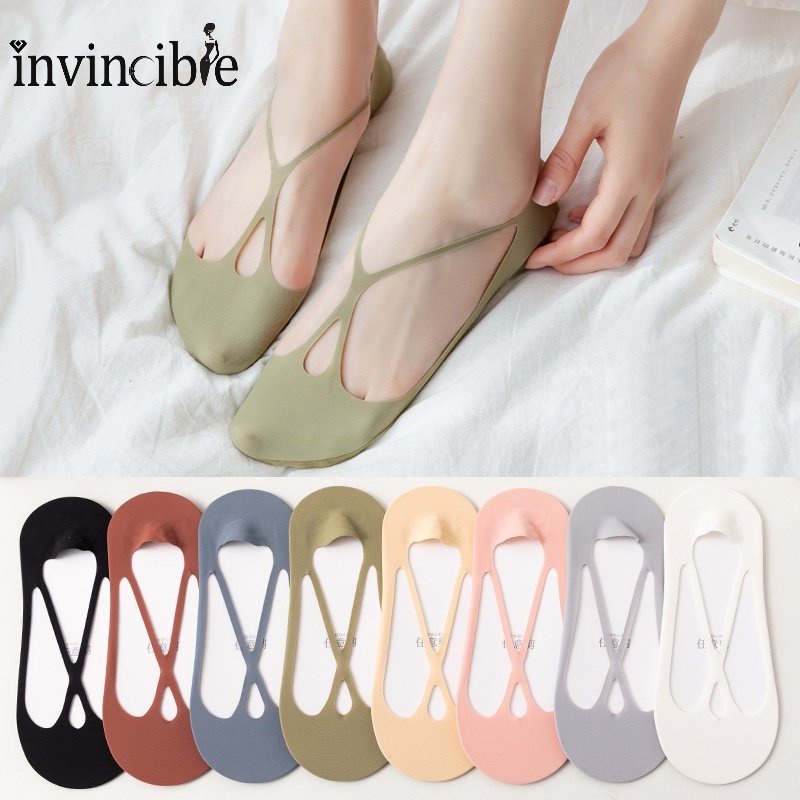 Vớ Thuyền Dây Chéo Siêu Mỏng / Vớ Mắt Cá Màu Trơn Chống Trượt / Thoáng Khí Gợi Cảm Mùa Hè