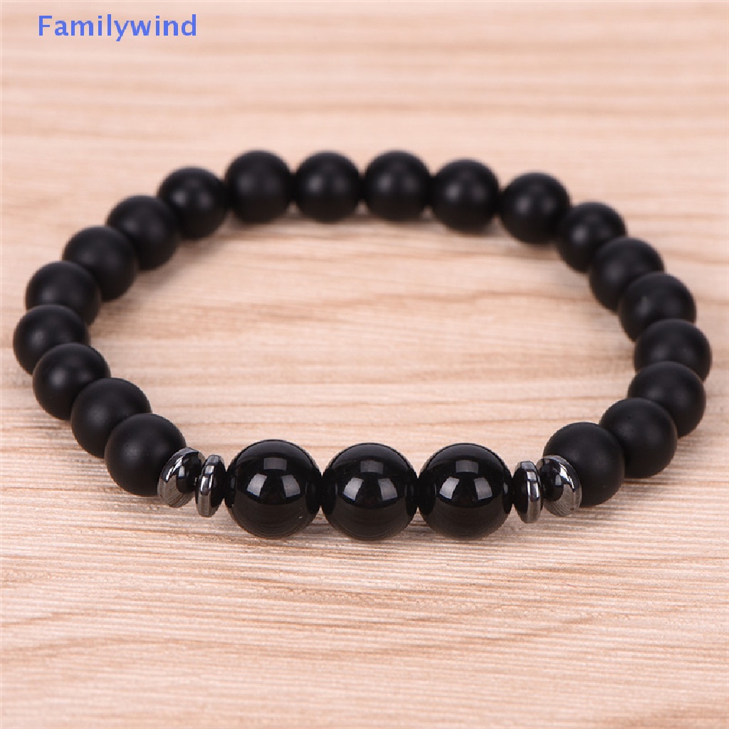 Familywind > Vòng Tay Chuỗi Hạt Đá Mã Não Màu Đen Mờ Tourmaline Bảo Vệ Cho Nam