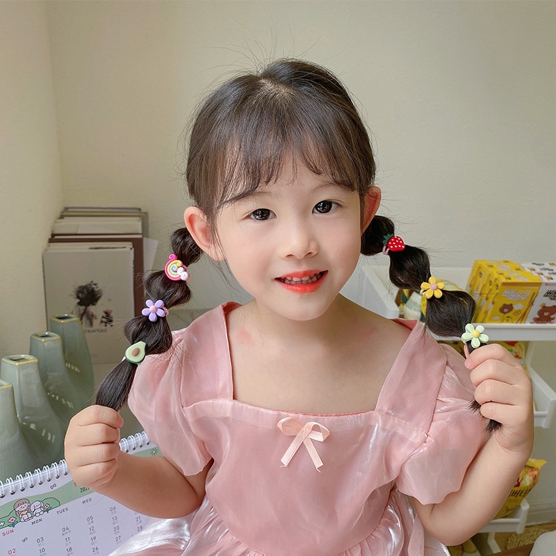 Dây Buộc Tóc Cao Su Co Giãn Họa Tiết Hoạt Hình Phong Cách Hàn Quốc Cho Bé Gái